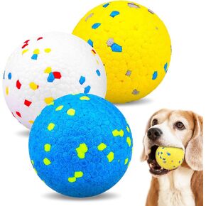 EXPAWLORER Dog Tennis Balls Toy - 3 Pack Indestructible Ball for Dogs to Fetch, Interactive Chew Toys for Aggressive Chewers, High Bouncy Teething Balls for Small Medium Large Dogs Puppy