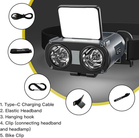 WARSUN Headlamp Rechargeable, 90° COB LED Head Lamp with Motion Sensor, 5 Modes & IPX5 Water-Resistant LED Head Light for Night Running, Fishing, Cycling, Camping in Kuwait