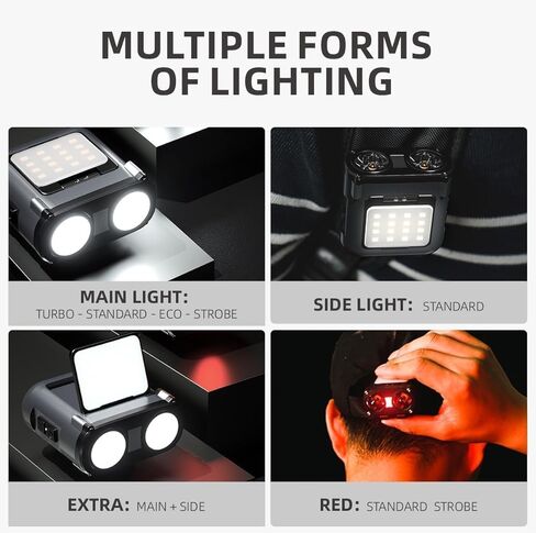 WARSUN Headlamp Rechargeable, 90° COB LED Head Lamp with Motion Sensor, 5 Modes & IPX5 Water-Resistant LED Head Light for Night Running, Fishing, Cycling, Camping in Kuwait