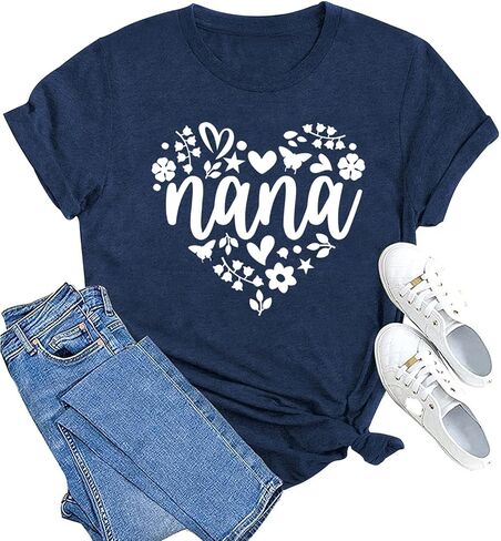تي شيرت حريمي الجدة نانا قميص Rockin' The Nana Life مطبوع عليه حروف قصيرة الأكمام مضحك الجدة تي شيرت علوي in Saudi Arabia