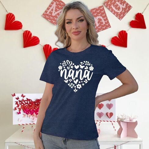 تي شيرت حريمي الجدة نانا قميص Rockin' The Nana Life مطبوع عليه حروف قصيرة الأكمام مضحك الجدة تي شيرت علوي in Saudi Arabia