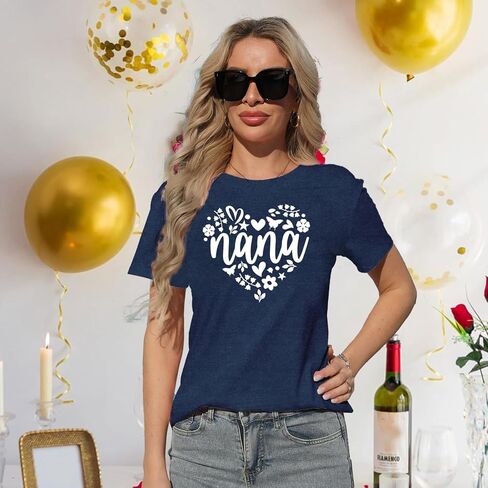 تي شيرت حريمي الجدة نانا قميص Rockin' The Nana Life مطبوع عليه حروف قصيرة الأكمام مضحك الجدة تي شيرت علوي in Saudi Arabia