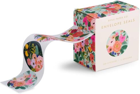 شركة RIFLE PAPER CO. أختام مظاريف | 250 ختمًا، دعامة لاصقة، صندوق مزود بفتحة توزيع، أضف لمسة جميلة إلى مراسلاتك (1.5 بوصة عرض)، شكرًا لك in Kuwait