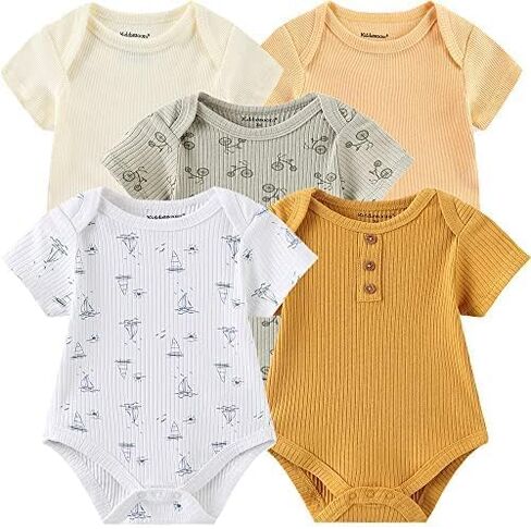 Kiddiezoom newborn Baby Unisex Cotton One-Piece Bodysuits Baby Gift 5-pack Baby clothes in Kuwait