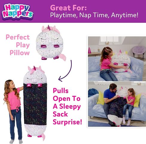 Happy Nappers: Pillow & Sleepy Sack: Medium - Rainbow Unicorn - 54 x 20, Plush Animal Character, 2-in-1 Pillow Sleeping Bag, Play, Kids Ages 3+ in Saudi Arabia