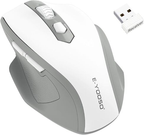 E-YOOSO Wireless Mouse, 2.4G Large Ergonomic Optical Mouse for Big Hands, 18 Months Battery Life, 5-Level 4000 DPI, 6 Button Big Computer Mouse for Laptop, Mac, PC, Chromebook, Notebook (Grey) in Saudi Arabia