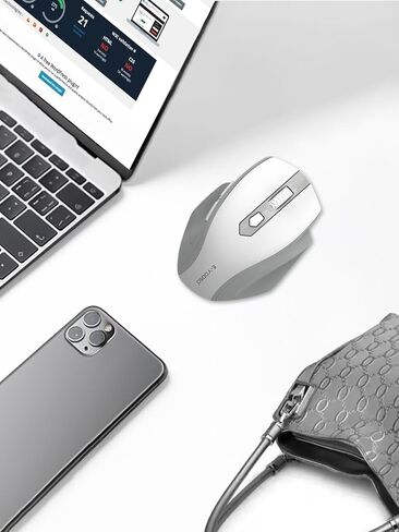 E-YOOSO Wireless Mouse, 2.4G Large Ergonomic Optical Mouse for Big Hands, 18 Months Battery Life, 5-Level 4000 DPI, 6 Button Big Computer Mouse for Laptop, Mac, PC, Chromebook, Notebook (Grey) in Saudi Arabia