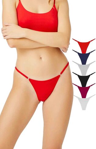 6 Piece Adjustable Cotton Thongs Sexy Underwear Pack Ladies Panties 100% Cotton Pack of Thongs G String in Saudi Arabia
