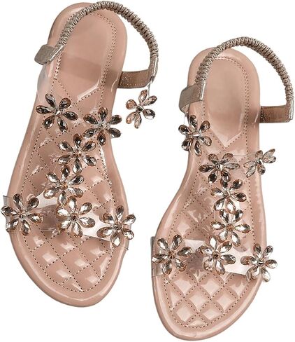 GORGLITTER Women's Clear Butterfly Ankle Strap Sandals Dressy Cute Strappy Open Toe Vacation Flats Sandal in Kuwait