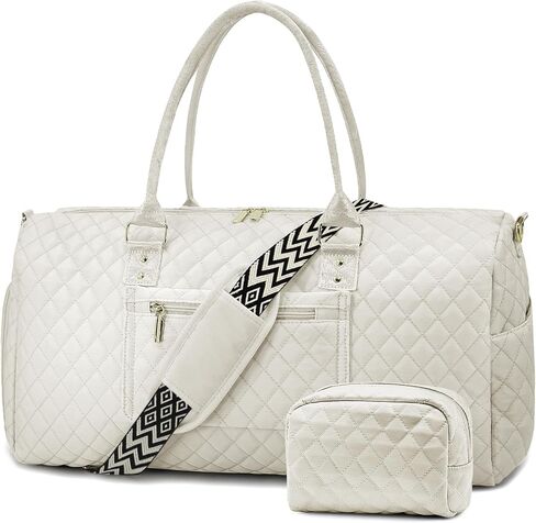 Duffle Bag for Travel,Personal Item Travel Bag with Toiletries Bag,Gym Bags for Men and Women with Wet Pocket & Shoes Compartment(White) in Saudi Arabia