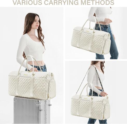 Duffle Bag for Travel,Personal Item Travel Bag with Toiletries Bag,Gym Bags for Men and Women with Wet Pocket & Shoes Compartment(White) in Saudi Arabia