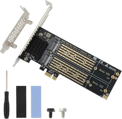 ELUTENG Dual M.2 PCIE Adapter NVME/NGFF to PCIE X4 Expansion Card 32Gbps PCIE NVME SSD Adapter Compatible with B-Key/M-Key/B&M Key for 2230 2242 2260 2280 22110 SSD in Kuwait