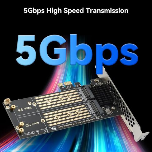 ELUTENG Dual M.2 PCIE Adapter NVME/NGFF to PCIE X4 Expansion Card 32Gbps PCIE NVME SSD Adapter Compatible with B-Key/M-Key/B&M Key for 2230 2242 2260 2280 22110 SSD in Kuwait