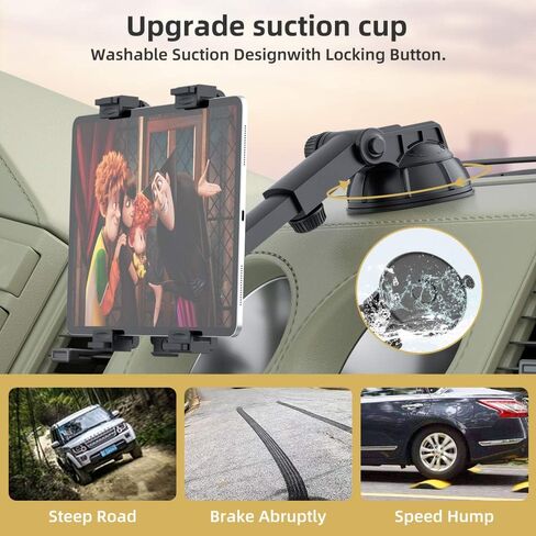 PLDHPRO Tablet Holder for Truck, Adjustable Tablet Mount Heavy Duty Drill Base Stand Compatible with iPad, Samsung Galaxy Tab and Other 7-12.9" Tablets for Desk Commercial Vehicles, Trucks in Saudi Arabia
