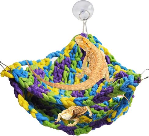 kathson Bearded Dragon Hammock Soft Double-Layered Reptile Hammocks Swing Hanging Bed with Suction Cups Hooks Tank Accessories Hammocks for Small Lizard Leopard Gecko Chameleon(Triangular) in Saudi Arabia