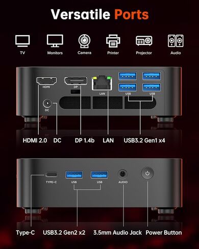 ACEMAGICIAN Mini Gaming PC, AMD Ryzen 7 5700U Dual Channel Mini PC 32GB DDR4 512GB SSD, Mini Desktop Computers Support 4K@60Hz Triple Display/WiFi6/BT5.2/Gaming/Office/Home in Kuwait
