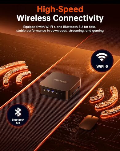 ACEMAGICIAN Mini Gaming PC, AMD Ryzen 7 5700U Dual Channel Mini PC 32GB DDR4 512GB SSD, Mini Desktop Computers Support 4K@60Hz Triple Display/WiFi6/BT5.2/Gaming/Office/Home in Kuwait