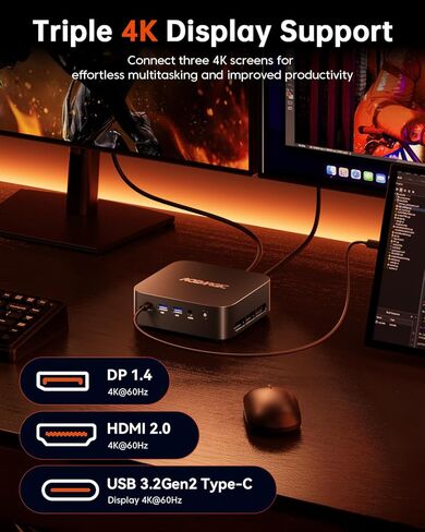 ACEMAGICIAN Mini Gaming PC, AMD Ryzen 7 5700U Dual Channel Mini PC 32GB DDR4 512GB SSD, Mini Desktop Computers Support 4K@60Hz Triple Display/WiFi6/BT5.2/Gaming/Office/Home in Kuwait