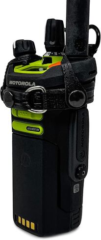TurtleBack Radio Holster for Motorola APX Next XE with D Rings Case, Black Leather Duty Belt Strap Holder, Heavy Duty V4 in Kuwait