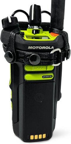 TurtleBack Radio Holster for Motorola APX Next XE with D Rings Case, Black Leather Duty Belt Strap Holder, Heavy Duty V4 in Kuwait