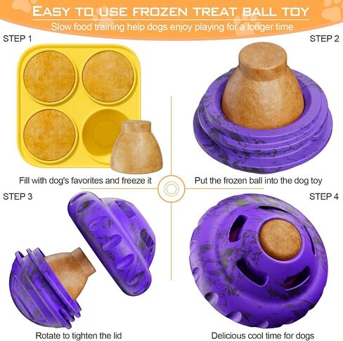 Dog Toys to Keep Them Busy,Frozen Treat Dog Enrichment Toys,Slow Food Training to Relieve Boredom and Stimulating,Dog Puzzle Treat Food Dispensing Ball Toy for Small Medium Large Dogs in Saudi Arabia