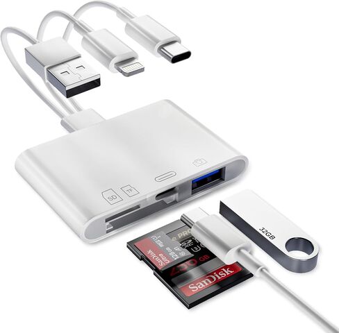 Memory Stick Pro Duo Adapter for iPhone/Android, XD/TF/MS/CF/SD Card Reader for PC/USB C/USB A/Lightning Device, 5-in-1 Multi Memory Card Reader OTG Adapter Read 5 Cards Simultaneously, Plug and Play in Saudi Arabia