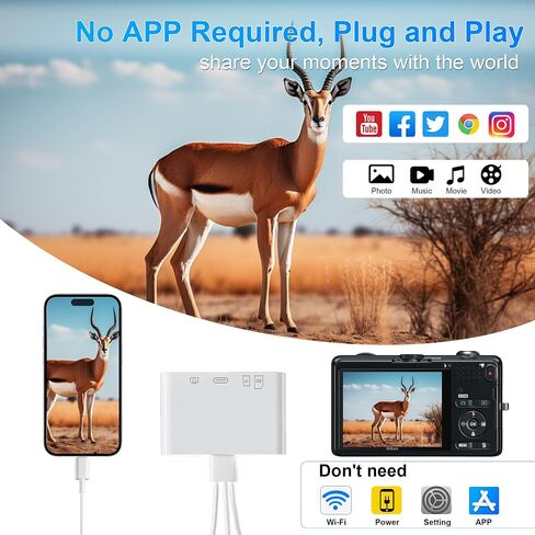 Memory Stick Pro Duo Adapter for iPhone/Android, XD/TF/MS/CF/SD Card Reader for PC/USB C/USB A/Lightning Device, 5-in-1 Multi Memory Card Reader OTG Adapter Read 5 Cards Simultaneously, Plug and Play in Saudi Arabia