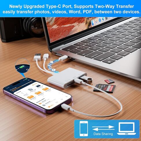 Memory Stick Pro Duo Adapter for iPhone/Android, XD/TF/MS/CF/SD Card Reader for PC/USB C/USB A/Lightning Device, 5-in-1 Multi Memory Card Reader OTG Adapter Read 5 Cards Simultaneously, Plug and Play in Saudi Arabia
