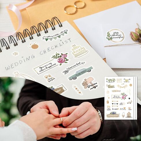 Wedding Stickers for Scrapbooking, 9 Sheets 241 Pcs Romantic Wedding Scrapbook Stickers, Waterproof Bridal Scrapbook Stickers, Wedding Stickers for Scrapbook Engagement Anniversary Planner in Saudi Arabia