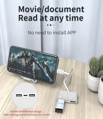 USB-C to USB A OTG Charger Adapter(2in1) Type C Charging Cable Accessories Thunderbolt Charge Converter 3.0 Mouse Port Dongle Compatible for Samsung for IPhone15 Pro Max Plus ipad MacBook in Kuwait