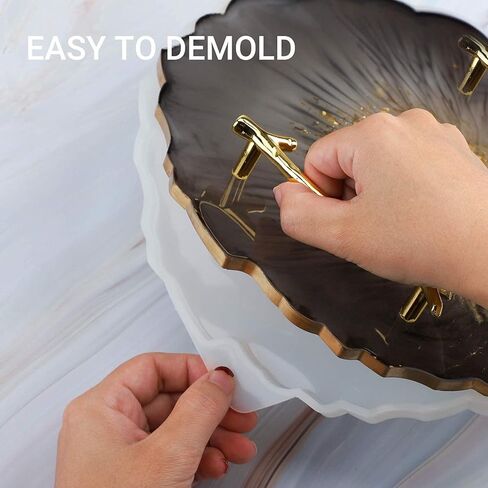 Gartful Rectangle Silicone Resin Tray Mold, Large Geode Agate Platter Mold, Epoxy Casting with 4PCS Metal Handles for Making Faux Agate Tray, Serving Board, Coaster, Fruit Mat,Home Decor Ornament in Kuwait