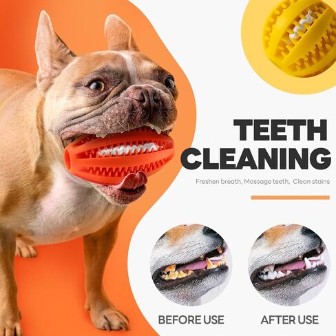2 Pack Dogs Teething Chew Balls, Interactive Puzzle Dogs Toys for Clean Teeth and Training, Dog Balls for Puppy & Medium Dog (1 Blue +1 Green) in Saudi Arabia