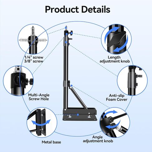 Takerers Ring Light Wall Mount, 5.9ft /71 inch Wall Ring Light Mount,180º Flexible Rotation,Triangle Boom Arm with 3/8 & 1/4 Screw for Photography Light, Monolight, Softbox, Umbrella, Reflector in Saudi Arabia