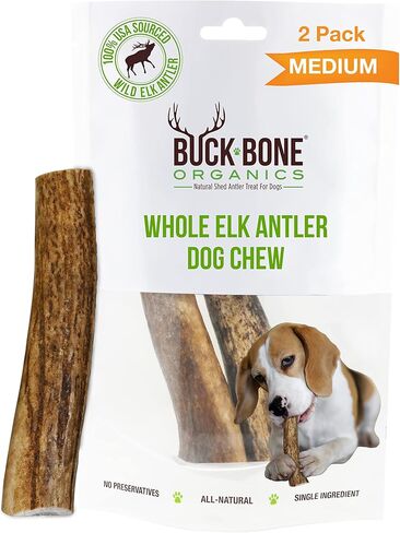 Buck Bone Organics Dog Chews, Elk Antlers for Dogs, Long Lasting Dog Bones for Aggressive Chewers, All Natural, No Preservatives, Wild Shed in The USA (Large) in Saudi Arabia