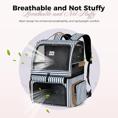 Double Cat Backpack Carrier for 2 Cats, Double-Compartment Pet Carrier Backpack for Two Small Cat or One Medium Cat, Cats Carrier Backpack Dog Carrier Backpack Fits Up to 24 Lbs,Black in Kuwait