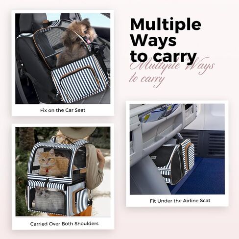 Double Cat Backpack Carrier for 2 Cats, Double-Compartment Pet Carrier Backpack for Two Small Cat or One Medium Cat, Cats Carrier Backpack Dog Carrier Backpack Fits Up to 24 Lbs,Black in Kuwait