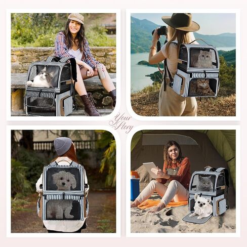 Double Cat Backpack Carrier for 2 Cats, Double-Compartment Pet Carrier Backpack for Two Small Cat or One Medium Cat, Cats Carrier Backpack Dog Carrier Backpack Fits Up to 24 Lbs,Black in Kuwait