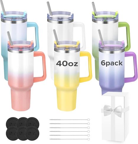 FASTSUB 40 oz Sublimation Tumbler with Handle Glitter Bulk Double Wall Vacuum Insulated Travel Cups Gifts for Tumbler Heat Press Multicolored 12 Pack in Saudi Arabia