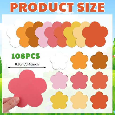 Geyee 108 Pcs Flower Cutouts Paper Flowers for Crafts Bulletin Board Decorations Colorful Flower Shaped Die Cut for Teachers Kids DIY School Chalkboard Wall Decor in Saudi Arabia