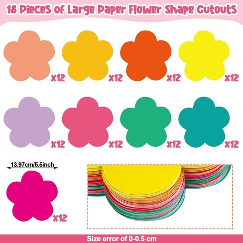 Geyee 108 Pcs Flower Cutouts Paper Flowers for Crafts Bulletin Board Decorations Colorful Flower Shaped Die Cut for Teachers Kids DIY School Chalkboard Wall Decor in Saudi Arabia
