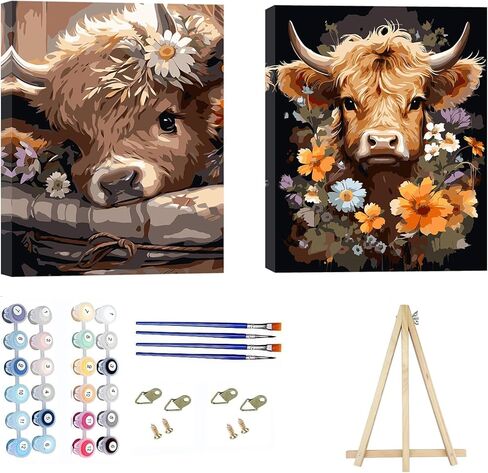 hyzsj 4 Pack Paint by Numbers Kit for Adults with Frame,Lemon Paint by Numbers for Adults, Paint by Number with Easel, DIY Peony Paint by Number Kits for Home Wall Decor（11.8x15.7inch in Saudi Arabia