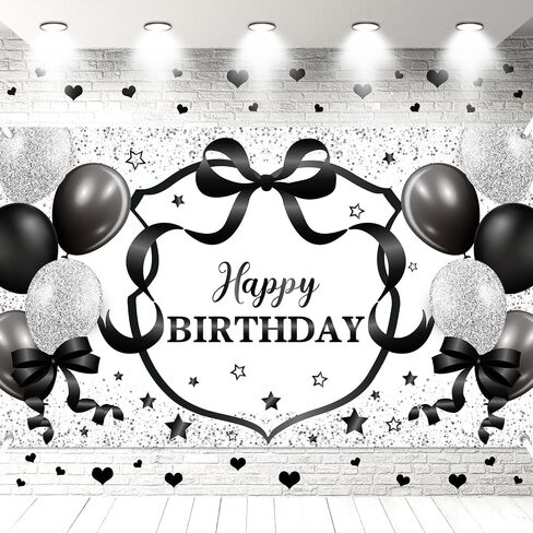 6 x 3.6 Ft Coquette Happy Birthday Banner Pink Bow Birthday Decorations Birthday Party Photography Backgrounds Pink Bachelorette Decor Glitter Balloon Sign for Girls Cute Coquette Supplies in Saudi Arabia