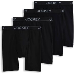 Jockey Men's Underwear Lightweight Cotton Blend 7" Long Leg Boxer Brief - 4 Pack