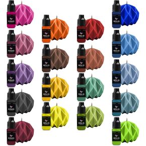 Rolio Pigments Resin Liquid Pigment Transparent Colors - 24 Vibrant Colors for Epoxy Resin, UV Resin, 3D Printer, Jewelry Making, Paint, Art Works, DIY Crafts - 0.33 oz/10 ml Each