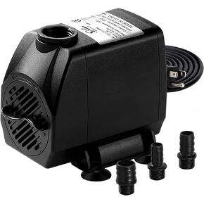 Simple Deluxe 800 GPH Submersible Water Pump (3000L/H, 24W), Ultra Quiet Fountain Pump with 10 ft, 3 Nozzles for Aquarium, Pool, Hydroponics, Green