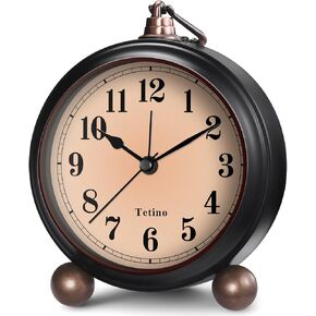 Analog Alarm Clock,Battery Powered Desk Clocks with Night Light,Silent Non Ticking,Retro Simply Design Alarm Clocks for Living Room, Bedroom, Bedside,Dormitory,Decor,Gift (White)