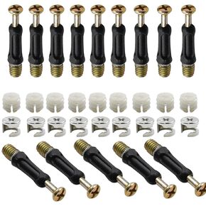 50 Sets 3 in 1 Furniture Board Cam Fitting with Dowel and Pre-Inserted Nut for Cabinet Drawer Dresser Furniture Connecting Fittings