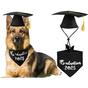 Dog Graduation Cap with Yellow Tassel and Black Pet Graduation 2024 Bandana