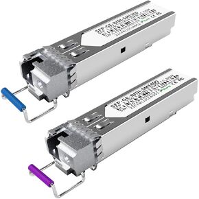A Pair of 1.25G SFP Bidi Transceiver, 1000Base-BIDI SingleMode Simplex LC Fiber Module for Cisco GLC-BX-D, Ubiquiti UniFi UF-SM-1G-S, Mikrotik and More, SMF 1490nm/1310nm, DDM, up to 20 km