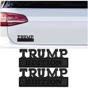 Mandark 2PCS Trump Edition Car Emblem, 3D Metal Vehicle Badge Decal, Strong Adhesive Auto Sticker Replacement Accessories for Side Rear Front Hood Trunk Door, Universal for Most Cars (Black/Red)